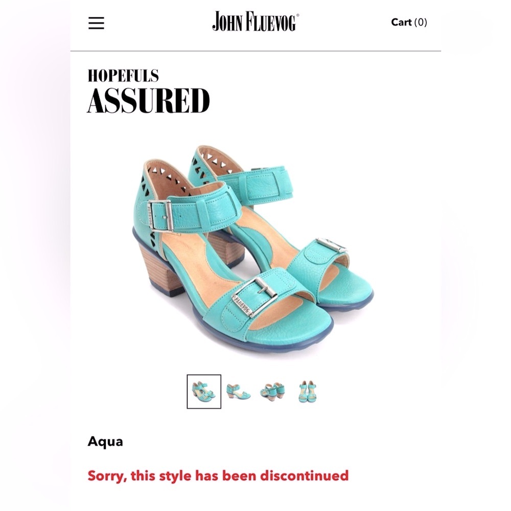 John Fluevog Size 10 Hopefuls Assured Sandals Ankle Strap Aqua DISCONTINUED